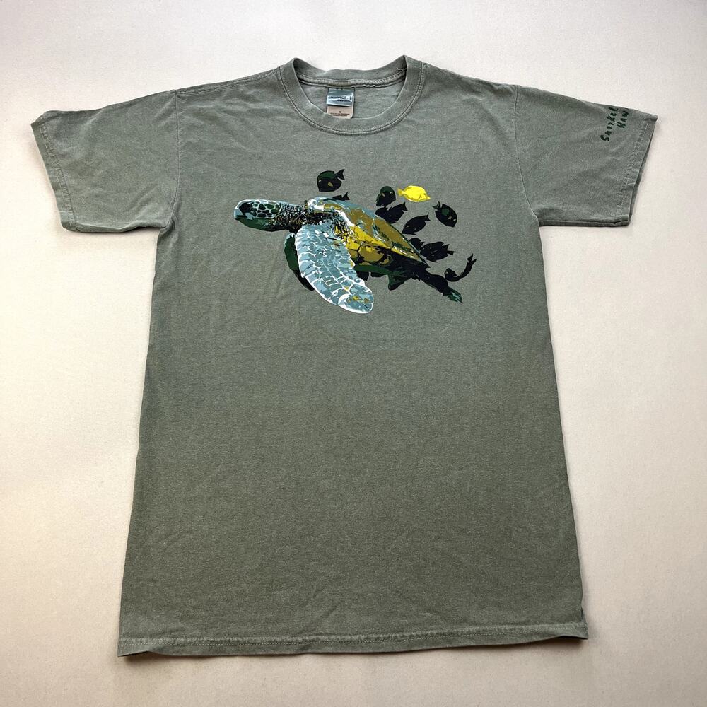 Sea Turtle Nature T-Shirt Adult Small Green Animal Art Snorkel Bob's Hawaii